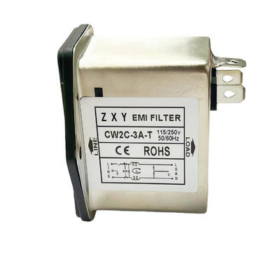 CW2C-3A-T Socket Power Filter with Light Safety Switch Metal Case for EMI Filter